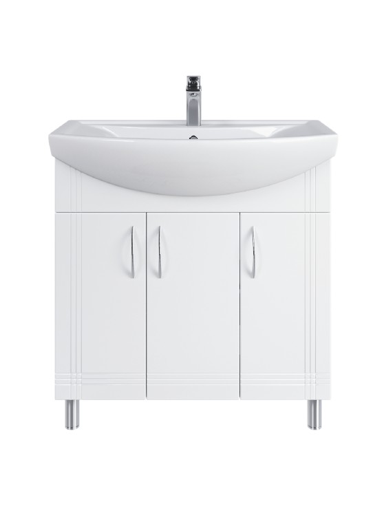 Тумба напольная Sanstar Вольга 80 белая под умывальник Эльбрус 80 ВИТРИНА