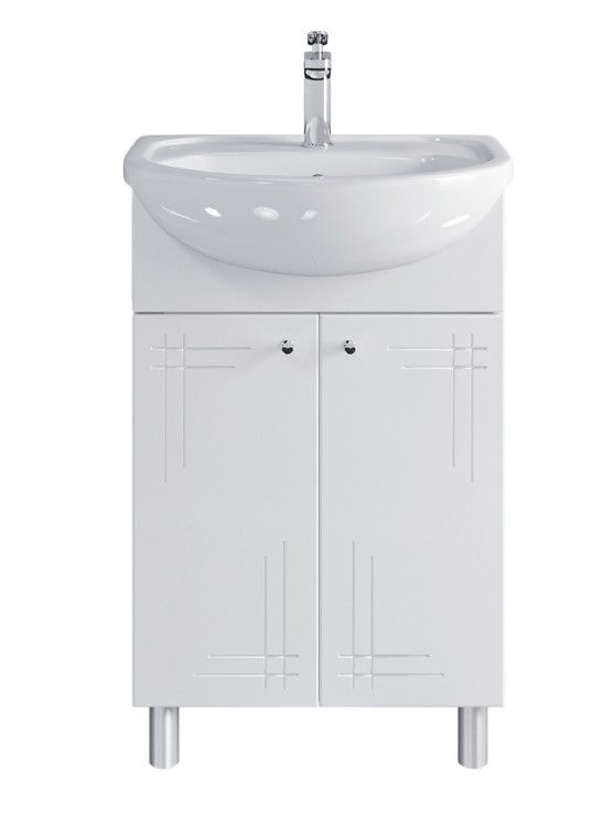 Тумба напольная Sanstar Июнь 55 белая с умывальником Антик 55