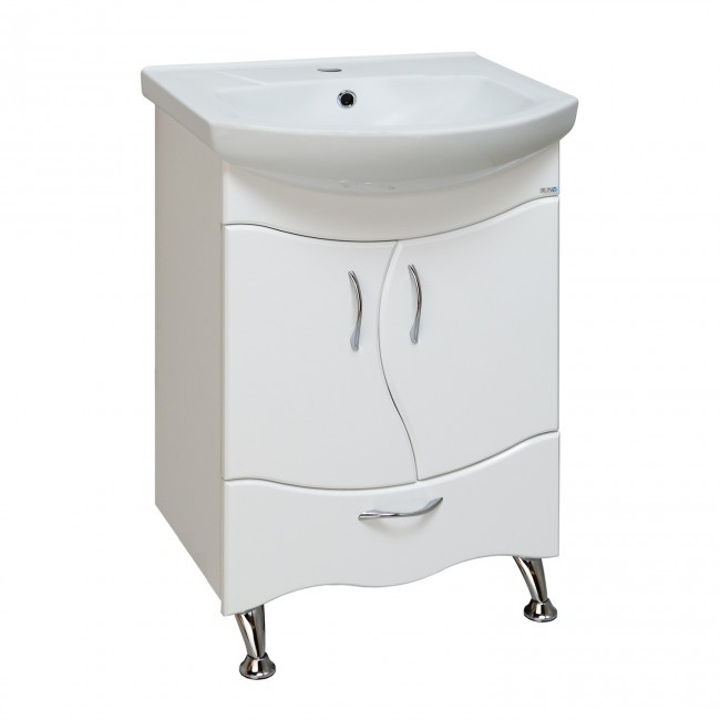 Тумба напольная RUNO Бриз 55 /1 нижний ящик/ с умывальником Элегант 55