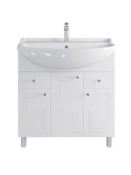 Тумба напольная Sanstar Июнь 80 белая с умывальником АМУР 80