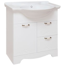 Тумба с умывальником RUNO Кантри 75 /2 ящика/белая (ум-к "Дрея 75")