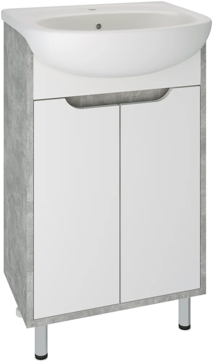 Тумба под раковину Runo серый бетон под умывальник Уют 50 Эко 50 00-00001326 с дверками