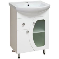 Тумба с умывальником RUNO Линда 55 со стеклом /1 ящик/ (ум-к "Элегант 55")