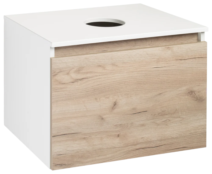 Тумба под раковину Runo крафт дуб Бари 60 00-00001374 с ящиками