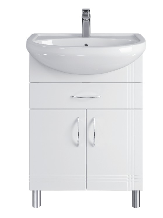 Тумба напольная Sanstar Вольга 60 белая с мывальником УЮТ 60