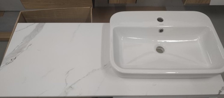 Столешница под раковину RUNO Каппа 120 белый мрамор универсальная 1203х490х19