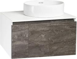 Тумба под раковину Runo железный камень Бари 80 00-00001379 с дверками, с ящиками
