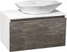 Тумба под раковину Runo железный камень Бари 80 00-00001379 с дверками, с ящиками