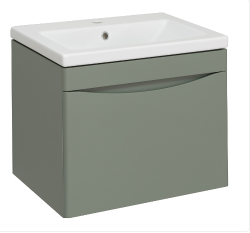 Тумба под раковину Runo подвесная цемент под умывальник Moduo 60  Афина 60 00-00001205 с ящиками