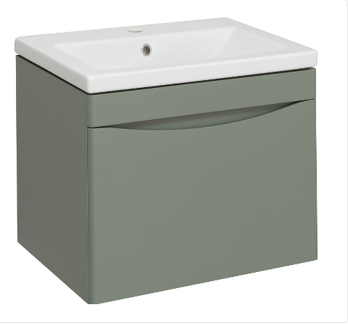 Тумба под раковину Runo подвесная цемент под умывальник Moduo 60  Афина 60 00-00001205 с ящиками