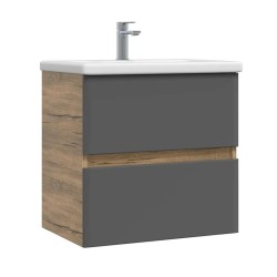 Тумба подвесная SanStar Graffa 50 Без раковины для ванной комнаты Дуб вотан, графит софт