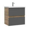 Тумба подвесная SanStar Graffa 50 Без раковины для ванной комнаты Дуб вотан, графит софт