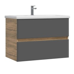 Тумба подвесная SanStar Graffa 70 Без раковины для ванной комнаты Дуб вотан, графит софт