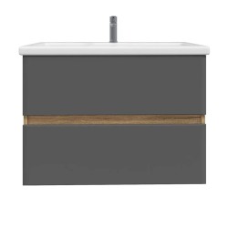Тумба подвесная SanStar Graffa 80 Без раковины для ванной комнаты Дуб вотан, графит софт