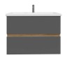 Тумба подвесная SanStar Graffa 80 Без раковины для ванной комнаты Дуб вотан, графит софт
