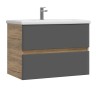 Тумба подвесная SanStar Graffa 100 Без раковины для ванной комнаты Дуб вотан, графит софт