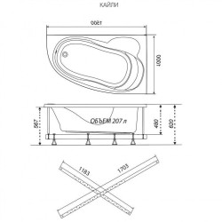 Акриловая ванна TRITON Кайли левая NEW 150х101х47 без каркаса