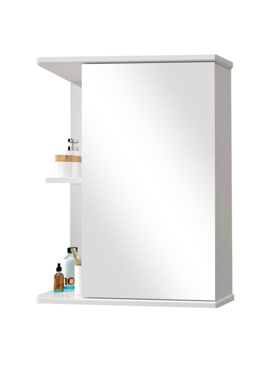 Зеркальный шкаф для ванной комнаты подвесной SanStar Универсальный 50 с полками белый