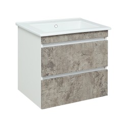 Тумба под раковину Runo подвесная серый бетон под умывальник Оскар 65 Оскар 65 Манхэттен 65 00-00001018 с ящиками