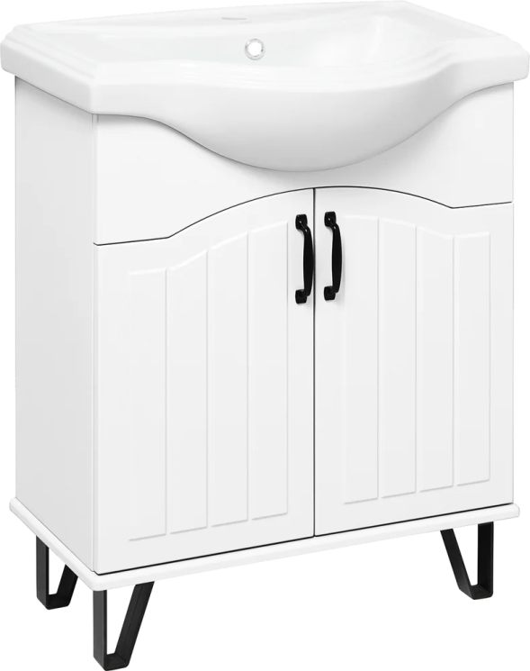 Тумба под раковину Runo белая под умывальник Классик 65  Марсель 65 00-00001200 с дверками