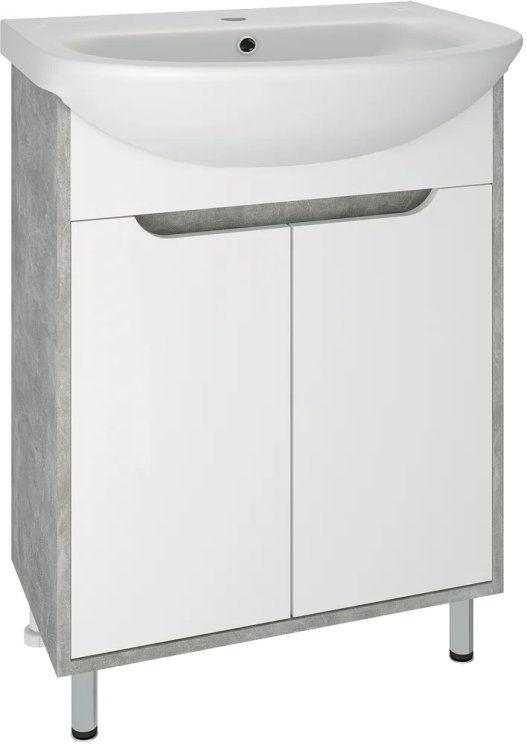 Тумба под раковину Runo серый бетон под умывальник Уют 60 Эко 60 00-00001327 с дверками