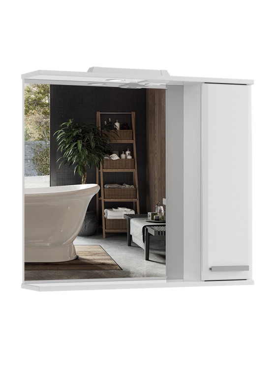 Зеркальный шкаф для ванной комнаты подвесной SanStar Аура 80 белый