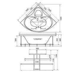 Акриловая ванна TRITON Сабина Экстра 160х160 без каркаса