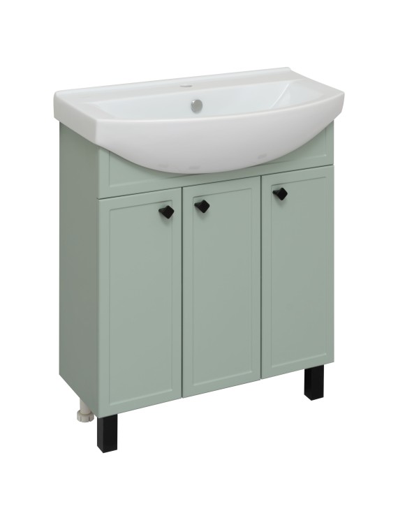 Тумба под раковину Runo мята под умывальник Best 75  Римини 75 00-00001275 с ящиками