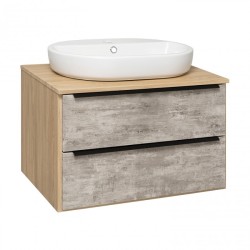 Тумба под раковину Runo подвесная серый дуб под умывальник Moduo Square 50/Гамма 56/ Infinity 70/ Moduo Leaf 55 Мальта 70 00-00001098 с ящиками