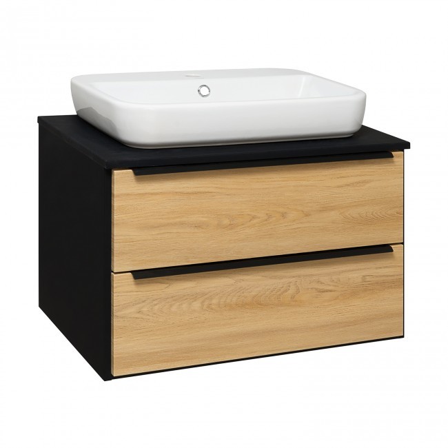 Тумба под раковину Runo Мальта 85 подвесная дуб черный Moduo Square 50/ Гамма 56/ Infinity 85/