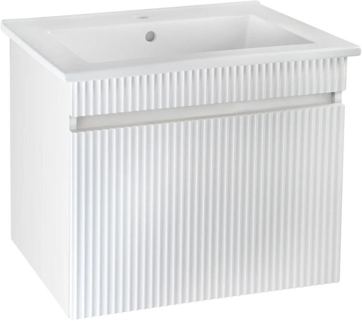 Тумба Runo Модена 65 белая под умывальник Оскар 65 00-00002199 с дверками, с ящиками