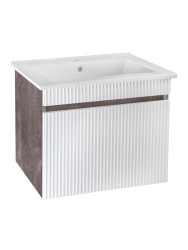 Тумба под раковину Runo железный камень под умывальник Оскар 65 Модена 65 00-00001424 с ящиками