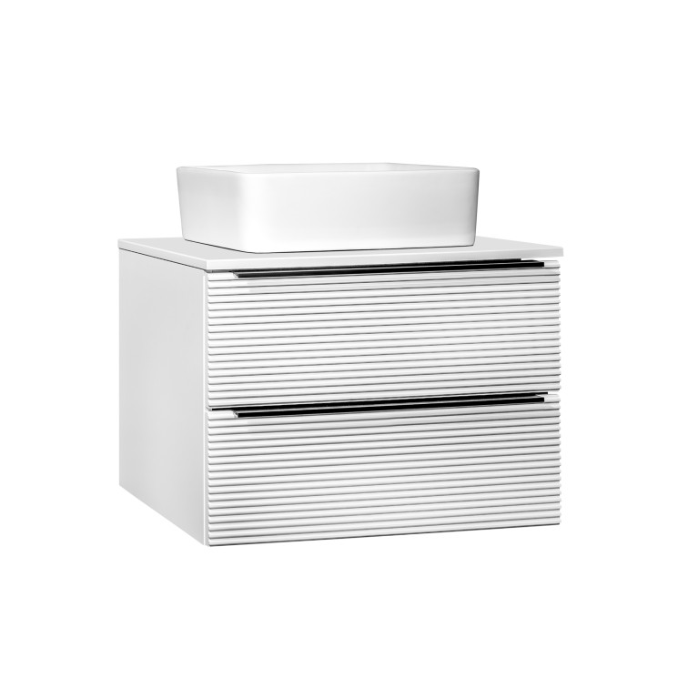 Тумба RUNO Орлеан 70 белый матовый белый глянец подвесная под накладной умывальник 00-00002023 с ящиками