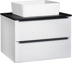 Тумба RUNO Орлеан 70 белый матовый чёрный подвесная под накладной умывальник 00-00002022 с ящиками