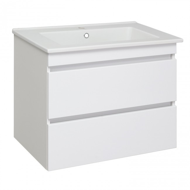Тумба под раковину Runo подвесная белая под умывальник Оскар 75 Оскар 75 Манхэттен 75 00-00001047 с ящиками