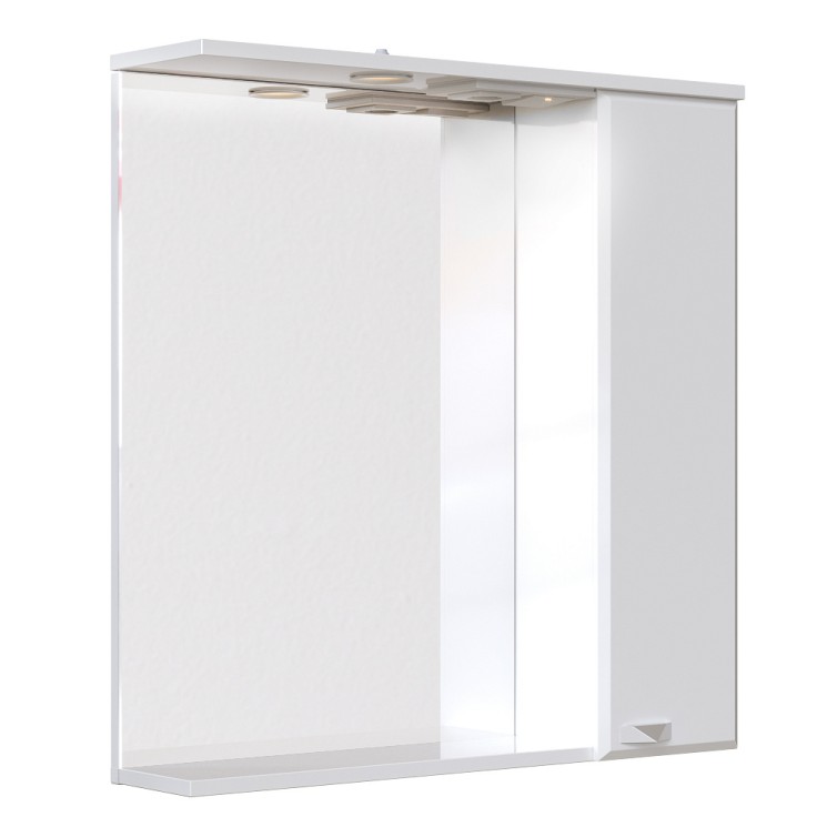 Зеркальный шкаф Sanstar Cristal 70  1/дв, белый