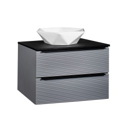 Тумба RUNO Орлеан 70 серый чёрный подвесная под накладной умывальник 00-00002021 с ящиками