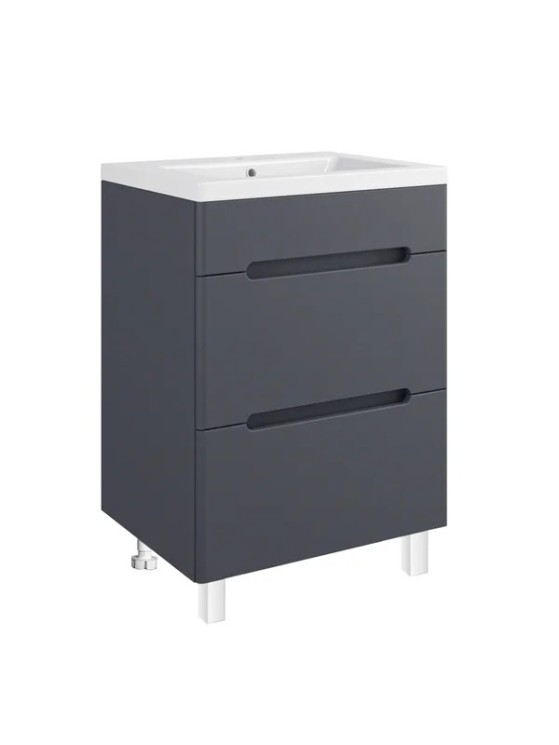 Тумба Руно Runo ПАРМА 60 /2 ящика/ графит/ напольная без умывальника Omega 60