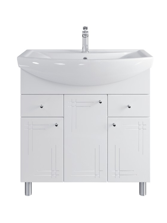 Тумба напольная Sanstar Июнь 80 белая с умывальником Балтика 80