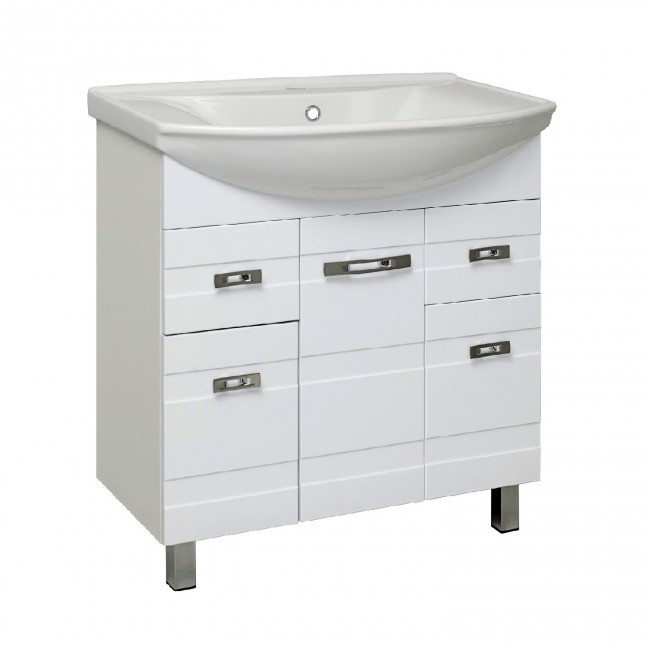 Тумба под раковину Runo под умывальник Стиль 85 Турин 85 УТ000002095 с дверками, с ящиками