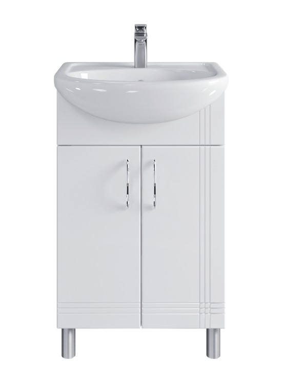 Тумба напольная Sanstar Вольга 50 белая с умывальником ЭЛЕГИЯ 50