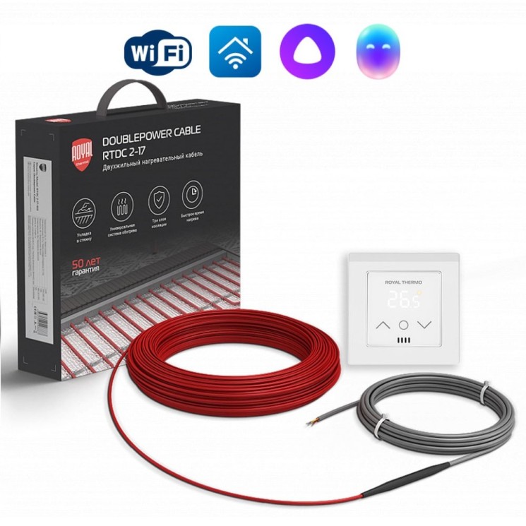 Кабель нагревательный Royal Thermo Doublepower Cable RTDC 2-17-1000 комплект