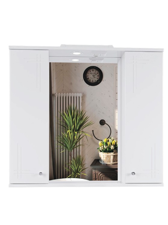 Зеркальный шкаф для ванной комнаты подвесной SanStar Июнь 80 белый