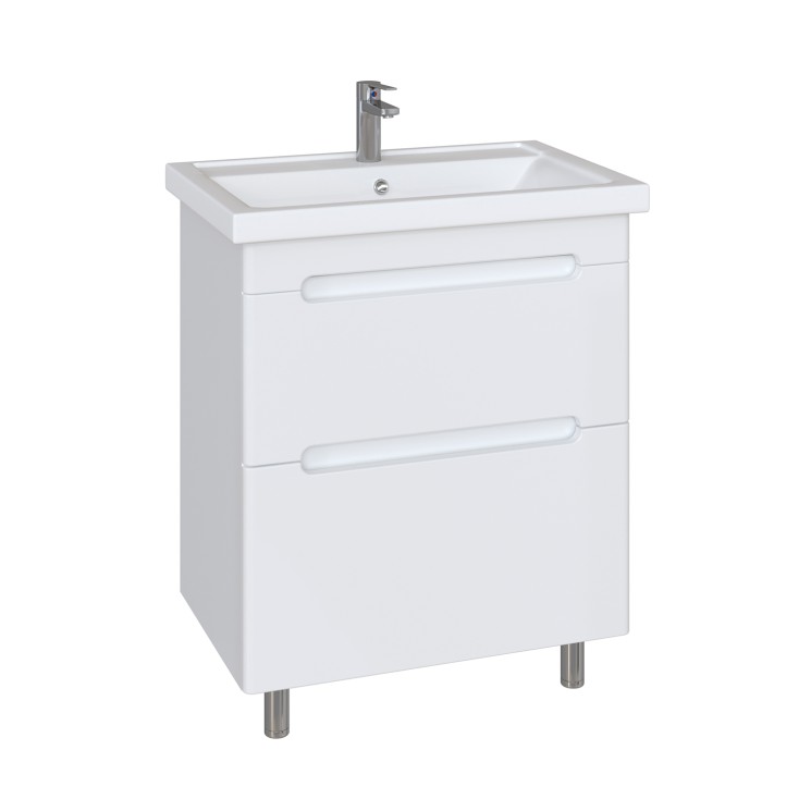 Тумба напольная Sanstar Адель 60 2/ящ, белая (ум-к ФЕСТ 60)