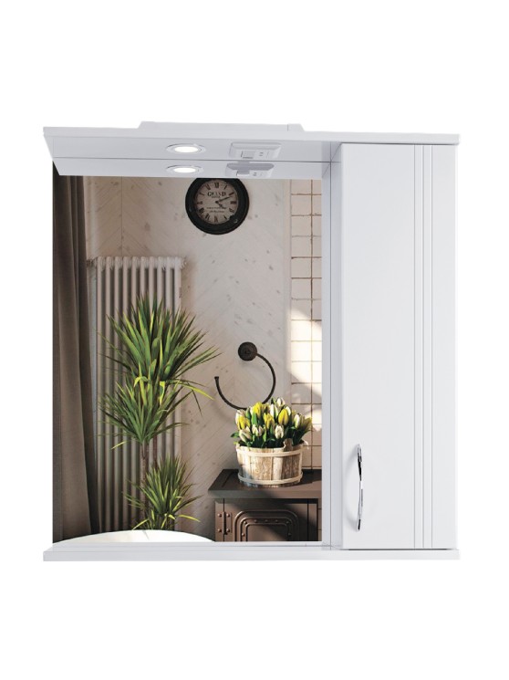 Зеркальный шкаф для ванной комнаты подвесной SanStar Вольга 70 белый